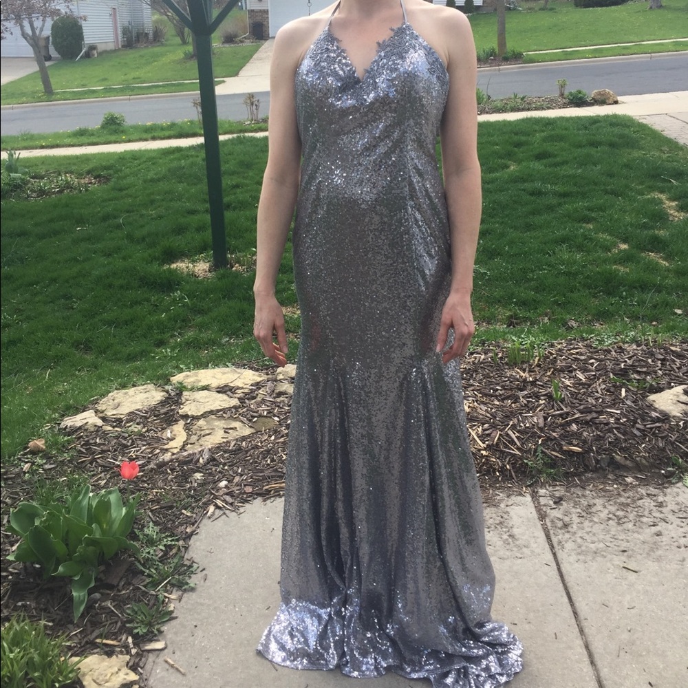 Silver Sequin Mermaid Prom Dress